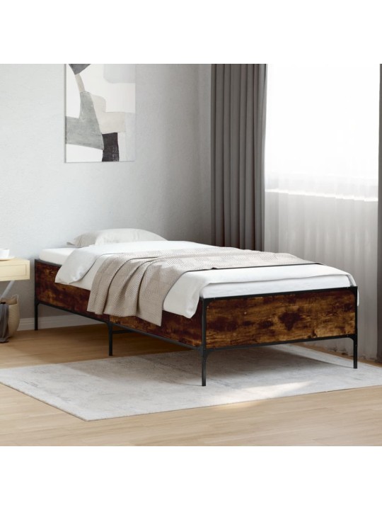 Rám postele kouřový dub 90 x 190 cm kompozitní dřevo a kov