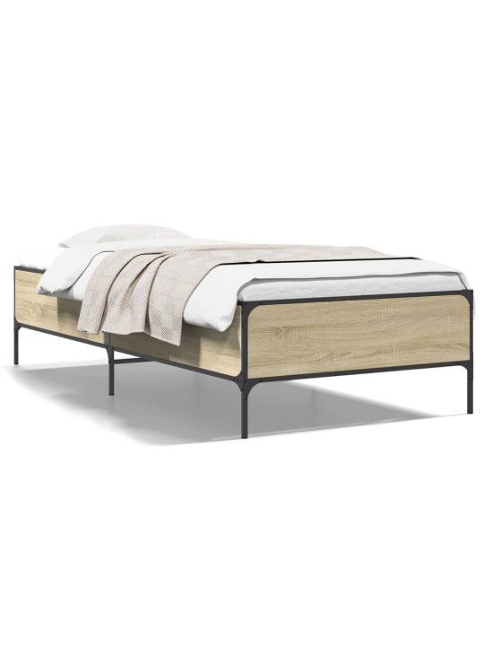 Rám postele dub sonoma 75 x 190 cm kompozitní dřevo a kov