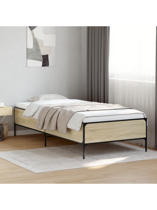Rám postele dub sonoma 75 x 190 cm kompozitní dřevo a kov