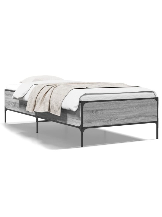 Rám postele šedý sonoma 75 x 190 cm kompozitní dřevo a kov