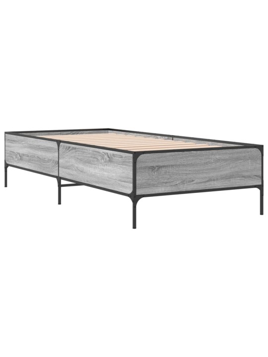 Rám postele šedý sonoma 75 x 190 cm kompozitní dřevo a kov