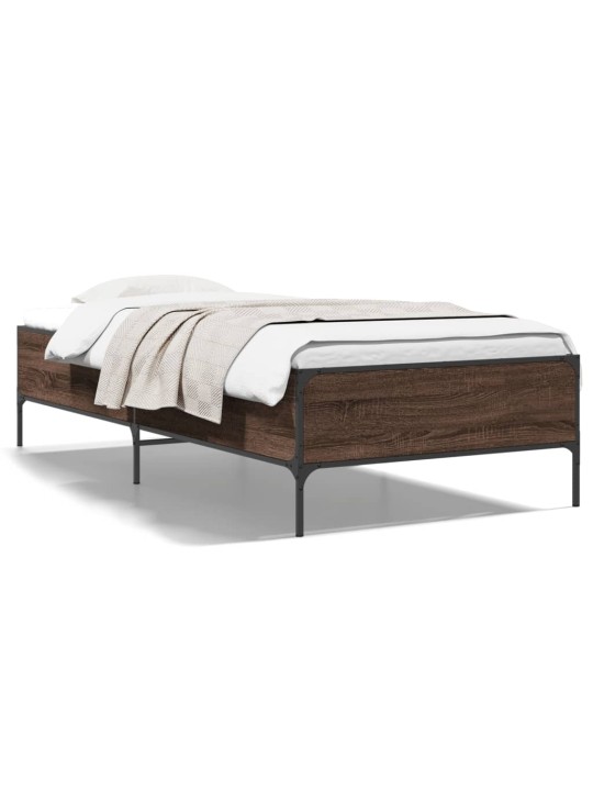 Rám postele hnědý dub 75 x 190 cm kompozitní dřevo a kov