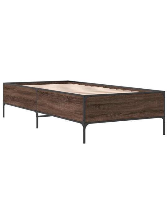 Rám postele hnědý dub 75 x 190 cm kompozitní dřevo a kov