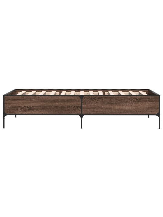 Rám postele hnědý dub 75 x 190 cm kompozitní dřevo a kov