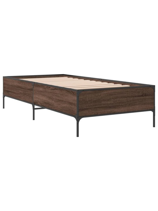 Rám postele hnědý dub 75 x 190 cm kompozitní dřevo a kov