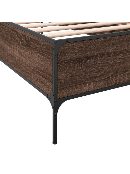 Rám postele hnědý dub 75 x 190 cm kompozitní dřevo a kov