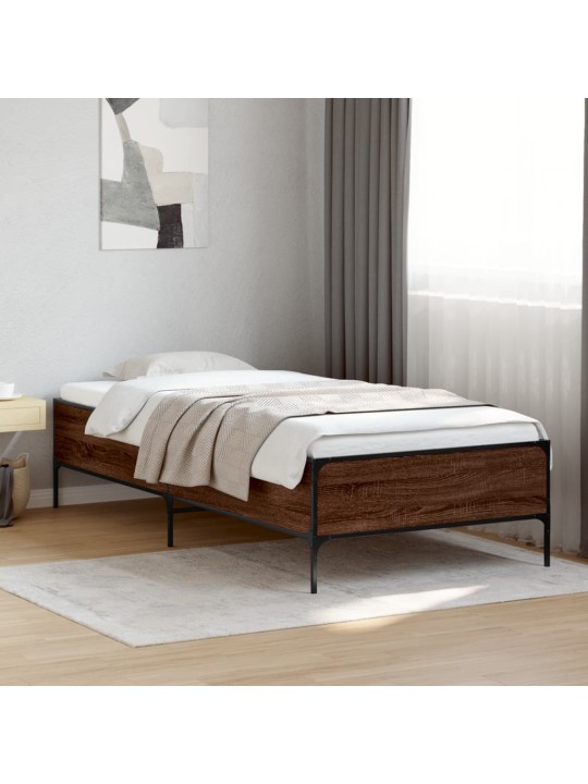 Rám postele hnědý dub 75 x 190 cm kompozitní dřevo a kov