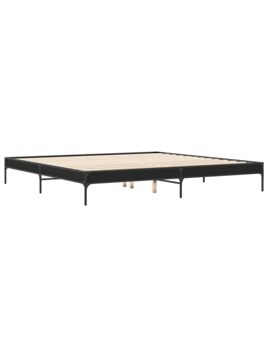 Rám postele černý 200 x 200 cm kompozitní dřevo a kov
