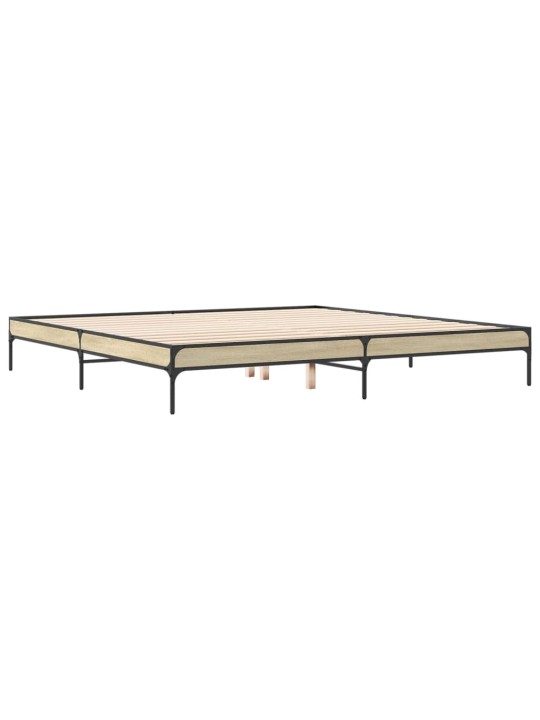 Rám postele dub sonoma 200 x 200 cm kompozitní dřevo a kov