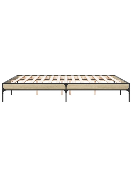 Rám postele dub sonoma 200 x 200 cm kompozitní dřevo a kov