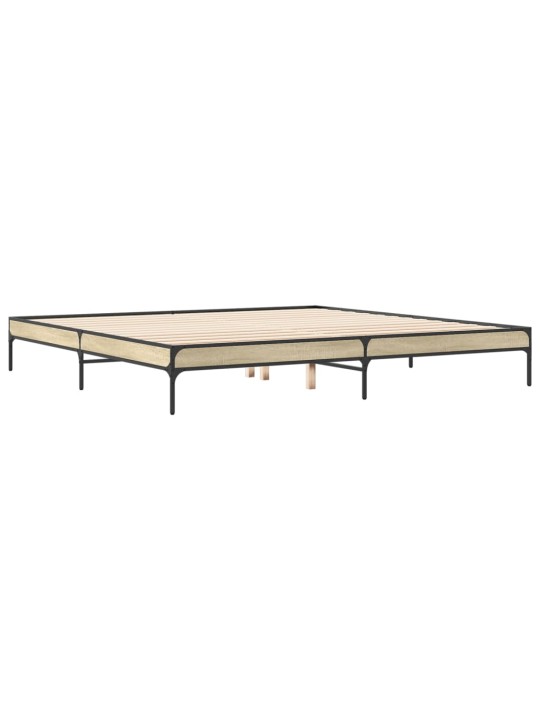Rám postele dub sonoma 200 x 200 cm kompozitní dřevo a kov