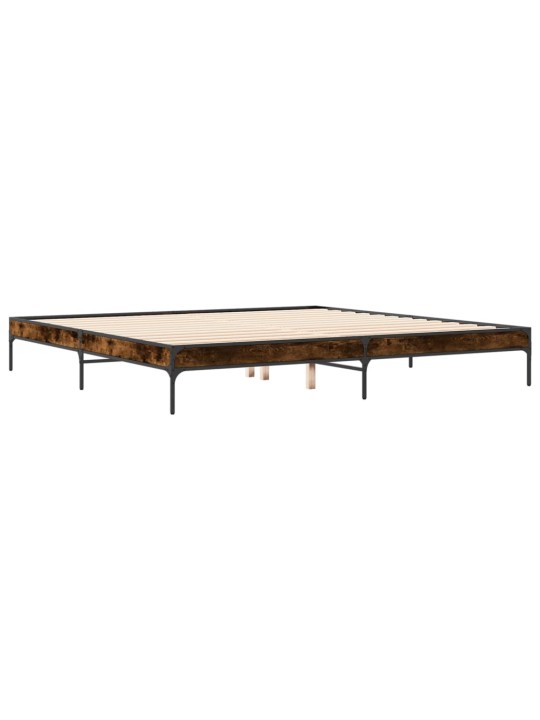 Rám postele kouřový dub 200 x 200 cm kompozitní dřevo a kov