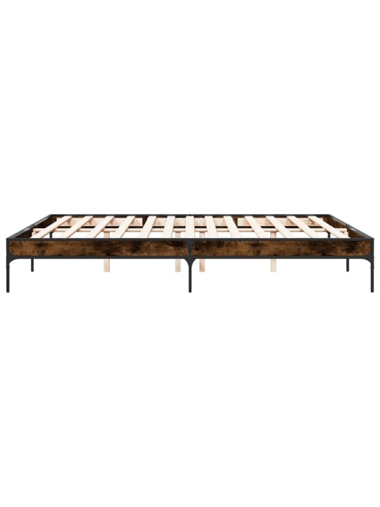 Rám postele kouřový dub 200 x 200 cm kompozitní dřevo a kov