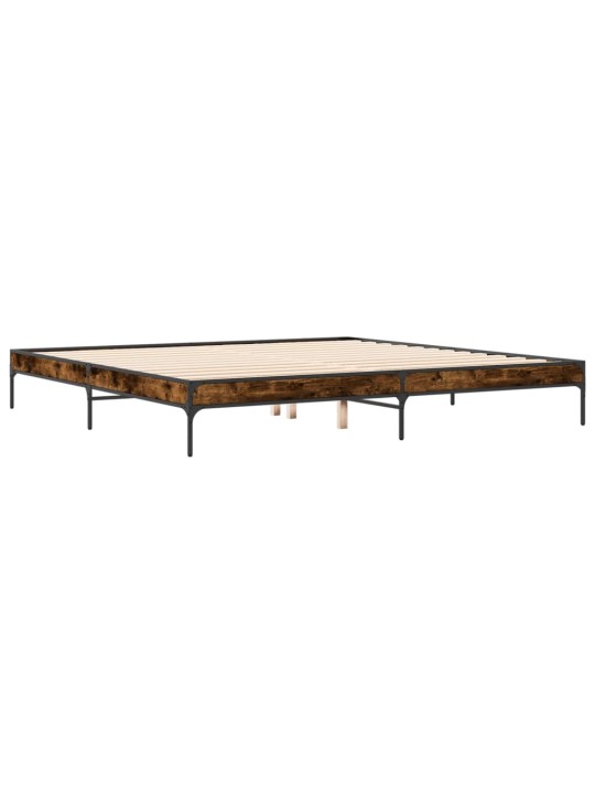 Rám postele kouřový dub 200 x 200 cm kompozitní dřevo a kov