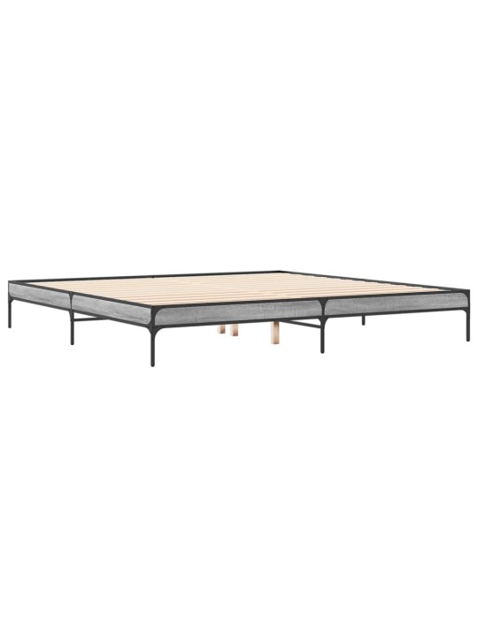 Rám postele šedý sonoma 200 x 200 cm kompozitní dřevo a kov