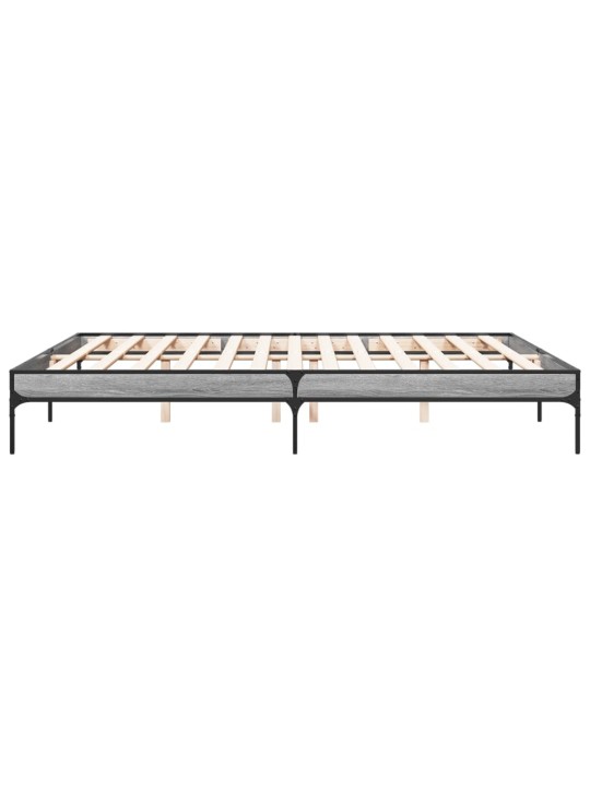 Rám postele šedý sonoma 200 x 200 cm kompozitní dřevo a kov