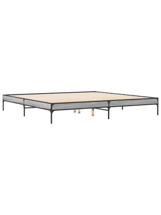 Rám postele šedý sonoma 200 x 200 cm kompozitní dřevo a kov