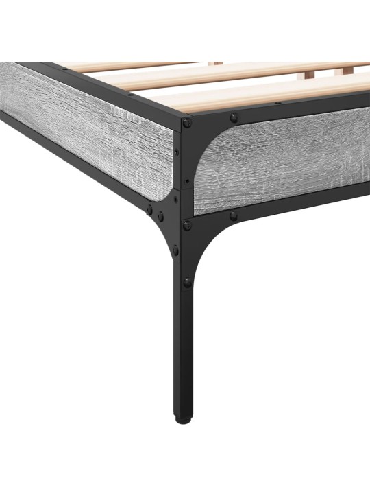 Rám postele šedý sonoma 200 x 200 cm kompozitní dřevo a kov