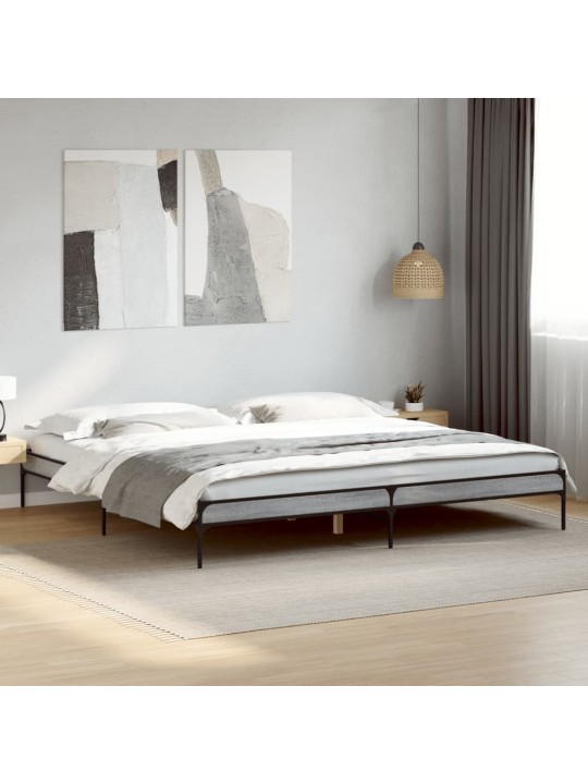 Rám postele šedý sonoma 180 x 200 cm kompozitní dřevo a kov