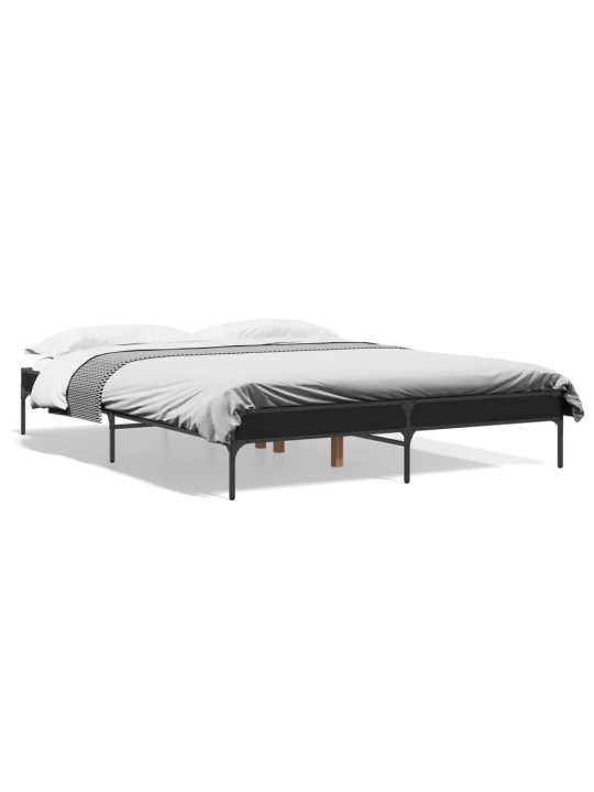 Rám postele černý 150 x 200 cm kompozitní dřevo a kov