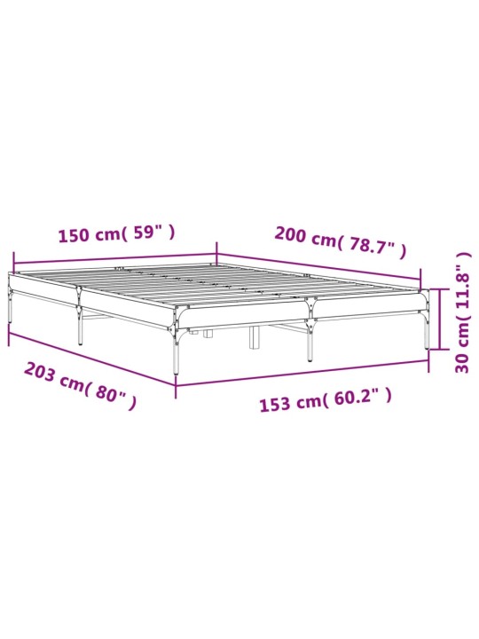 Rám postele černý 150 x 200 cm kompozitní dřevo a kov