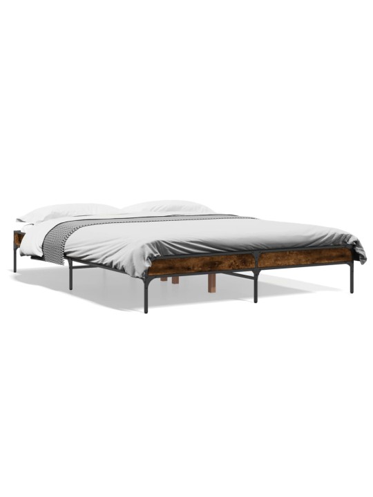 Rám postele kouřový dub 150 x 200 cm kompozitní dřevo a kov