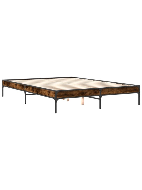 Rám postele kouřový dub 150 x 200 cm kompozitní dřevo a kov