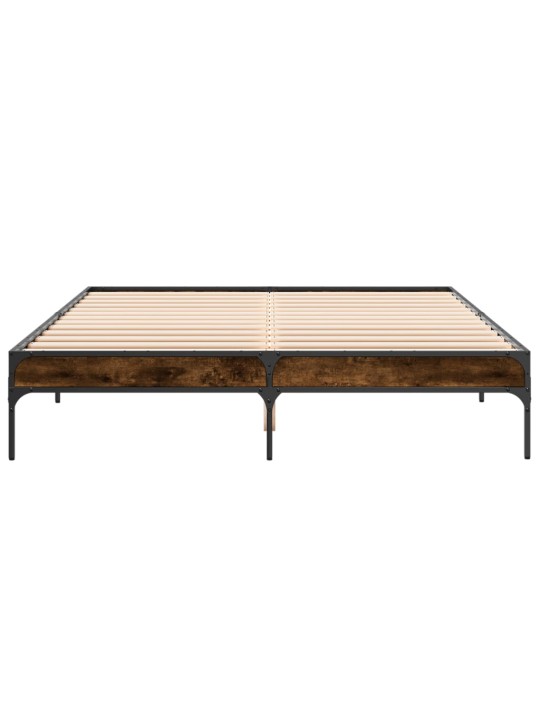 Rám postele kouřový dub 150 x 200 cm kompozitní dřevo a kov
