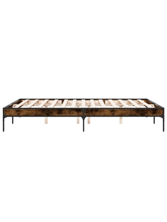 Rám postele kouřový dub 150 x 200 cm kompozitní dřevo a kov