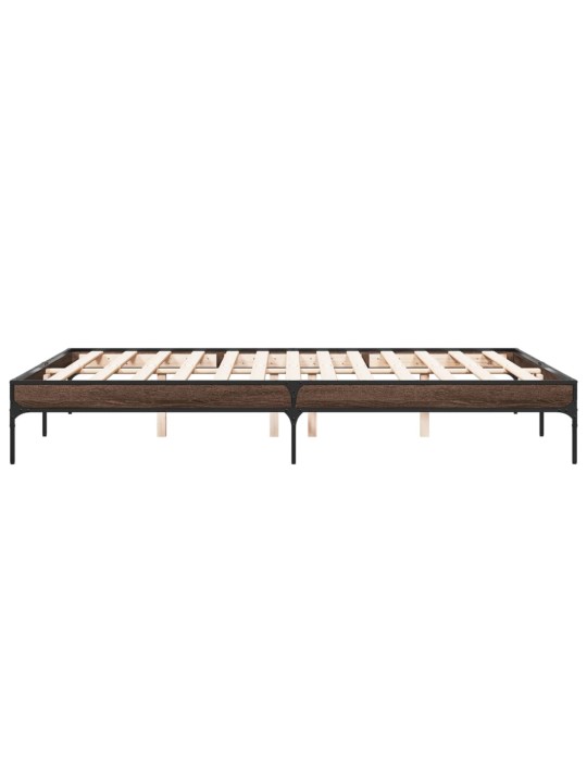 Rám postele hnědý dub 150 x 200 cm kompozitní dřevo a kov