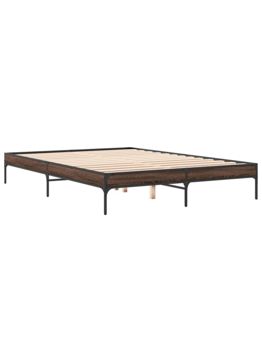Rám postele hnědý dub 150 x 200 cm kompozitní dřevo a kov