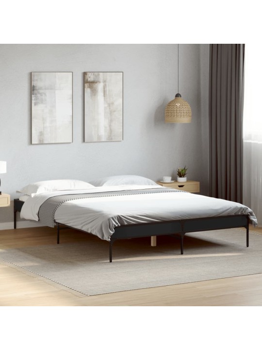 Rám postele černý 140 x 200 cm kompozitní dřevo a kov