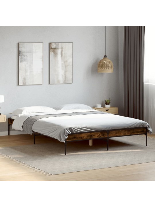 Rám postele kouřový dub 140 x 200 cm kompozitní dřevo a kov