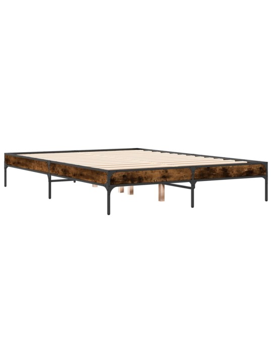 Rám postele kouřový dub 120 x 200 cm kompozitní dřevo a kov