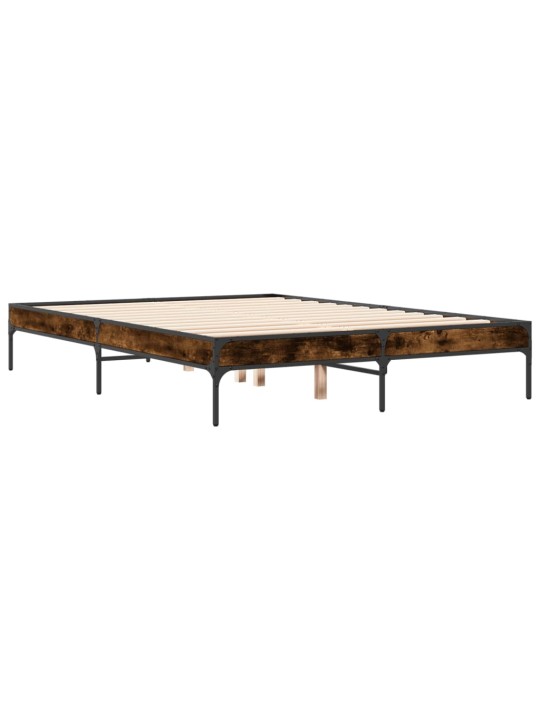 Rám postele kouřový dub 120 x 200 cm kompozitní dřevo a kov
