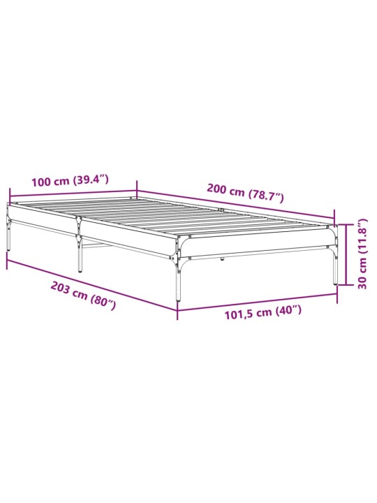 Rám postele černý 100 x 200 cm kompozitní dřevo a kov