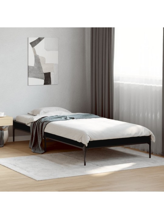 Rám postele černý 100 x 200 cm kompozitní dřevo a kov