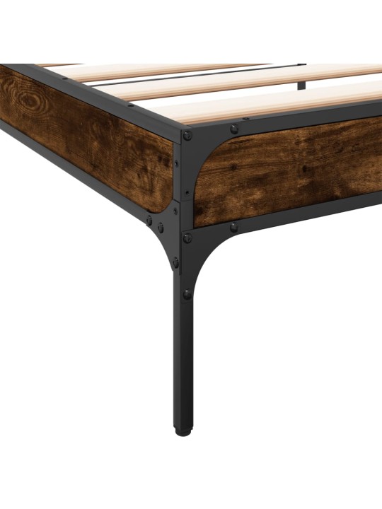 Rám postele kouřový dub 100 x 200 cm kompozitní dřevo a kov