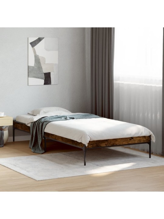 Rám postele kouřový dub 100 x 200 cm kompozitní dřevo a kov