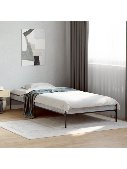 Rám postele šedý sonoma 100 x 200 cm kompozitní dřevo a kov