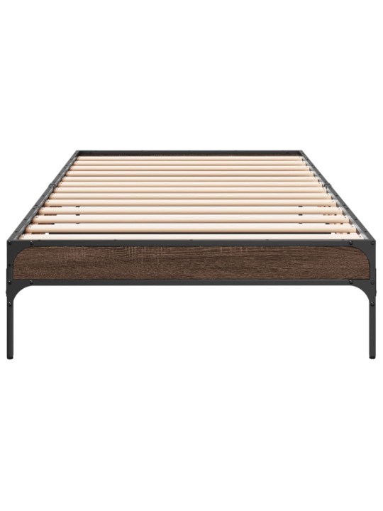 Rám postele hnědý dub 100 x 200 cm kompozitní dřevo a kov