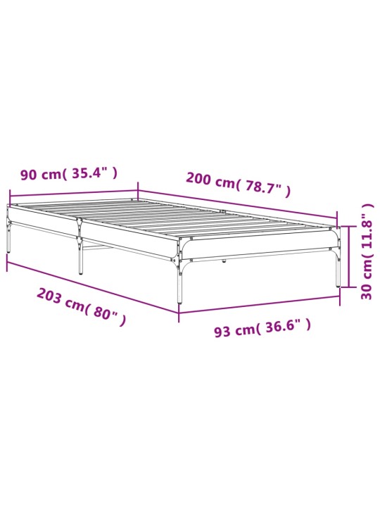 Rám postele černý 90 x 200 cm kompozitní dřevo a kov
