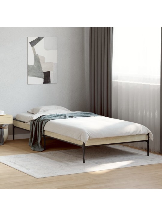 Rám postele dub sonoma 90 x 200 cm kompozitní dřevo a kov