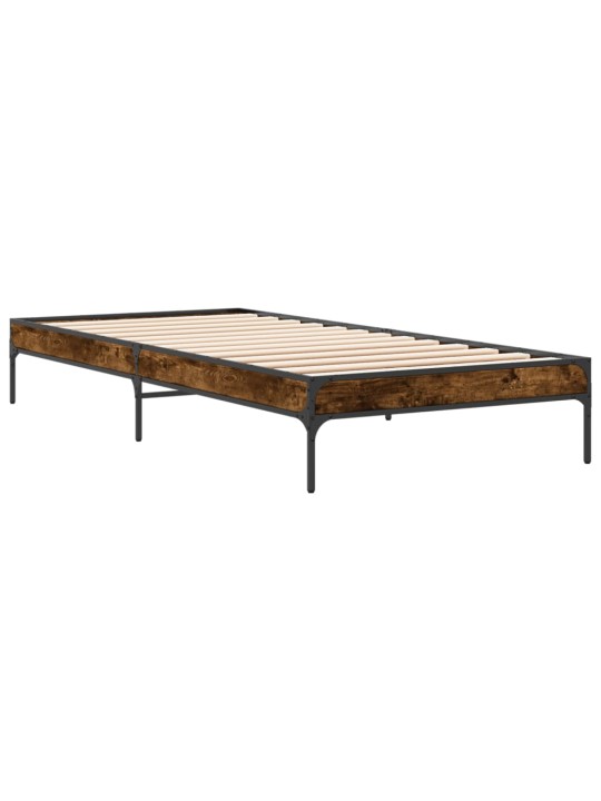 Rám postele kouřový dub 90 x 200 cm kompozitní dřevo a kov