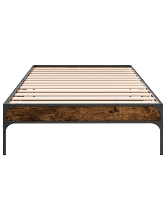 Rám postele kouřový dub 90 x 200 cm kompozitní dřevo a kov