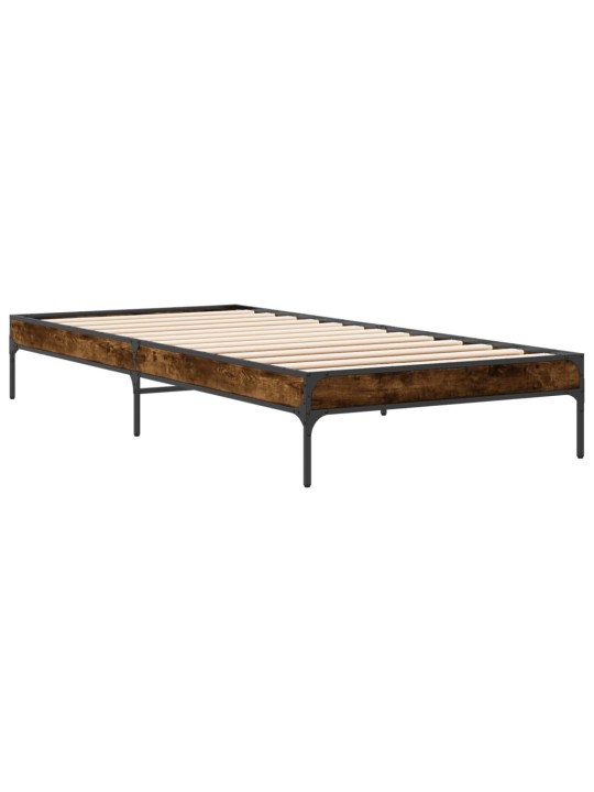 Rám postele kouřový dub 90 x 200 cm kompozitní dřevo a kov