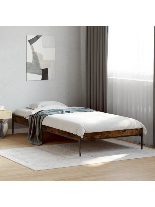 Rám postele kouřový dub 90 x 200 cm kompozitní dřevo a kov