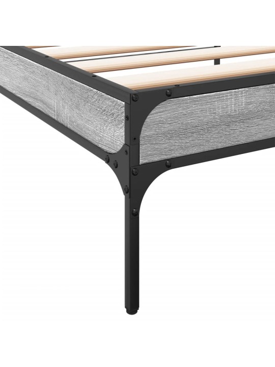 Rám postele šedý sonoma 90 x 200 cm kompozitní dřevo a kov