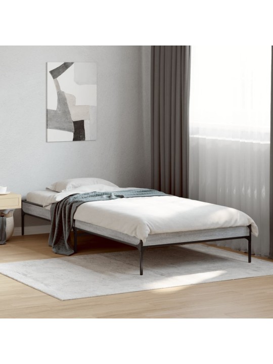 Rám postele šedý sonoma 90 x 200 cm kompozitní dřevo a kov