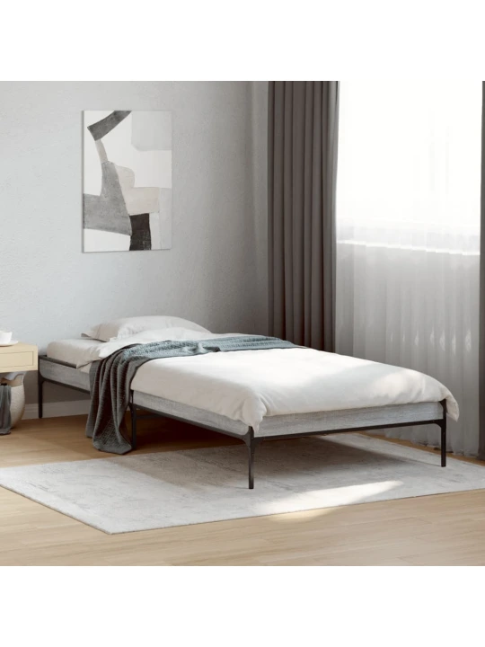 Rám postele šedý sonoma 90 x 200 cm kompozitní dřevo a kov